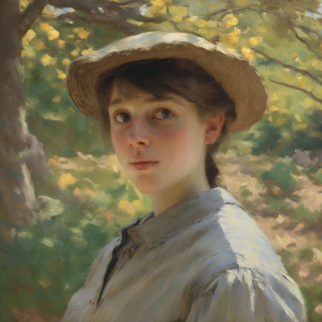 Ομορφη νεαρή κοπέλα με καπέλο στη φύση, εκπέμπει ηρεμία και τέχνη.